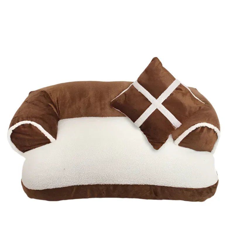 Soft Cat Dog Pet Bed Warm Comfortable Sofa With Pillow