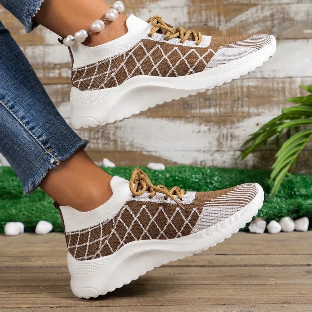 Damen-Sneaker Übergröße Flyknit Freizeit-Laufschuhe