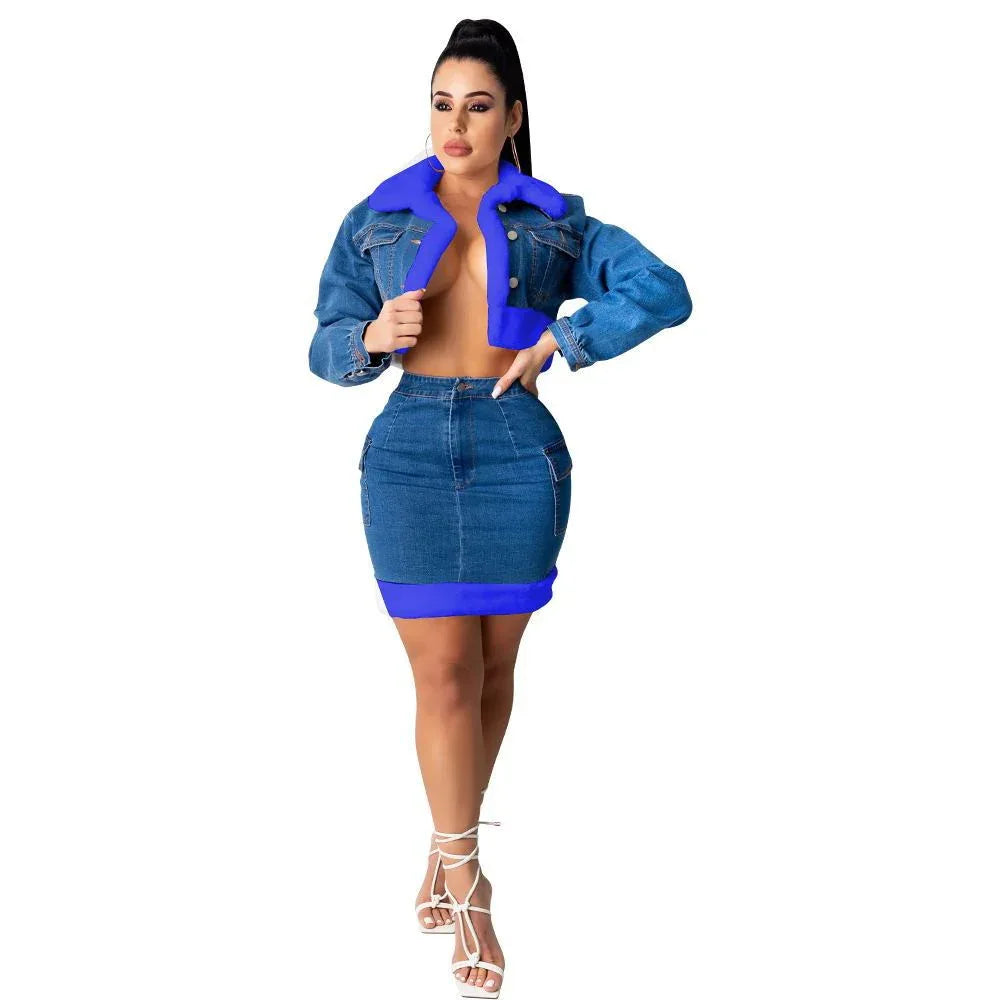 Jeansrock Plüsch-Jeans-Zweiteiler