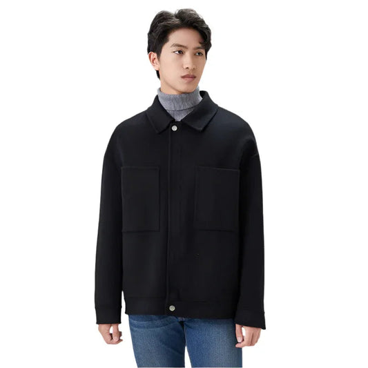 Herren-Kaschmirjacke aus Wolle, doppelseitig, lockere Passform