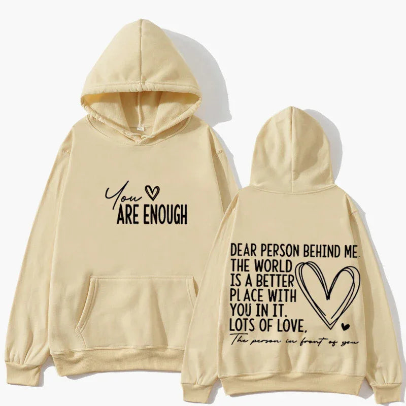 DU BIST GENUG Inspirierender Spruch Damen Hoodie mit Schriftzug Freizeit