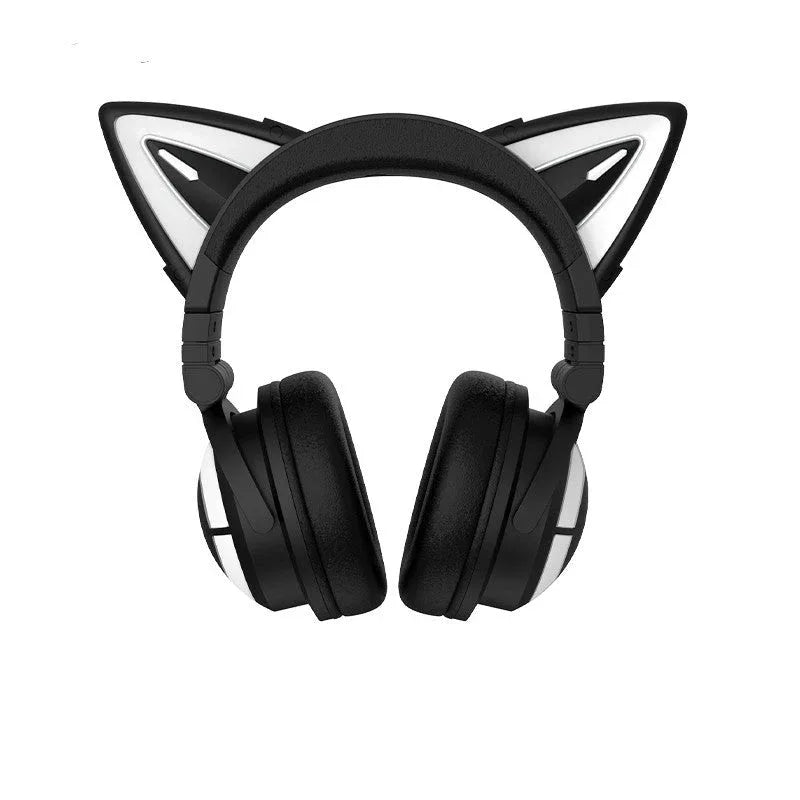 Niedliches kabelloses Gaming-Headset für Mädchen mit Katzenohren und leuchtenden LED-Lichtern