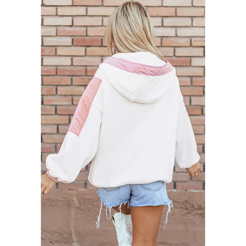 Freizeit-Stil Oversize Damen Hoodie mit Kontrastfarbe und langen Ärmeln