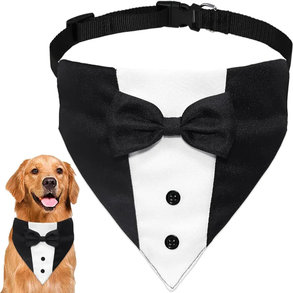 Hunde Smoking Anzug mit Fliege und Halstuch, verstellbare formelle Kostüme für kleine, mittlere, große Hunde, perfekt für Hochzeiten und Geburtstage
