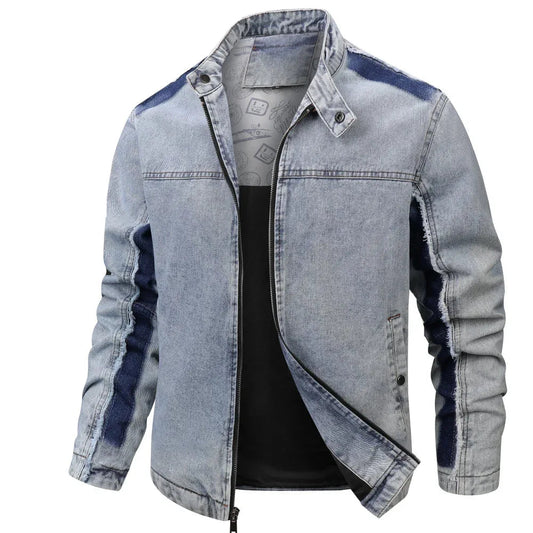 Herren Retro Denim Patchwork Jacke