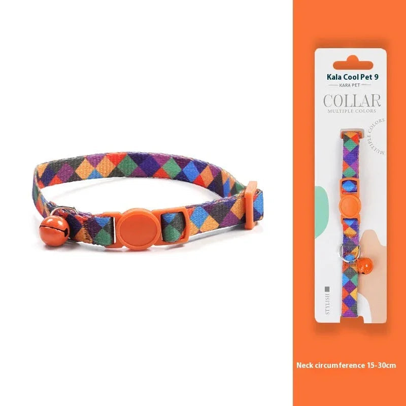 Gewebter Halsband mit Glocke, Anti-Erstickung, bequeme Sicherheitsschnalle, Haustier-Katzen-Dekoration