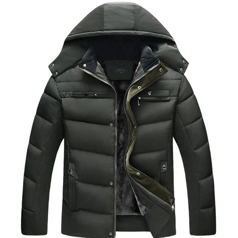 Kapuzen-Slim-Fit-Daunenjacke für Herren für Winter und Herbst
