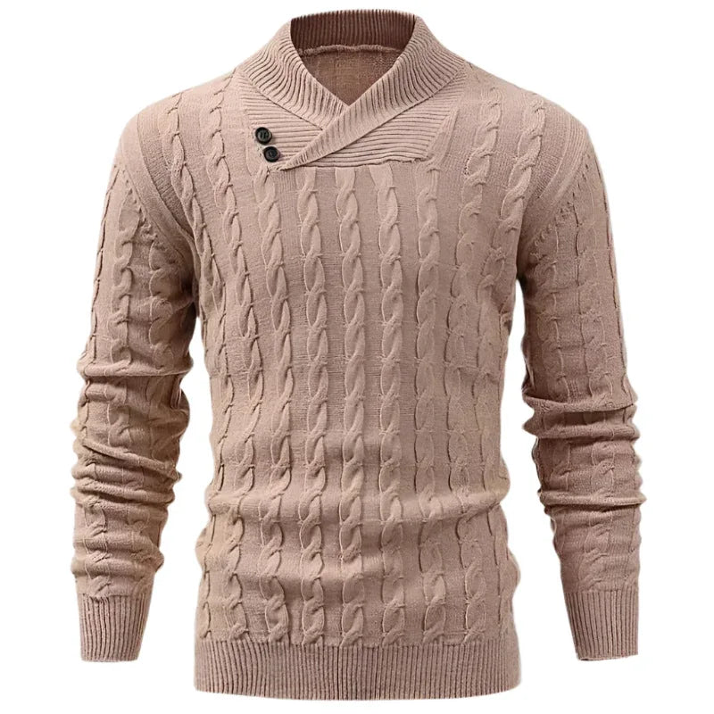 Herren Pullover mit gedrehtem Muster und Reverskragen