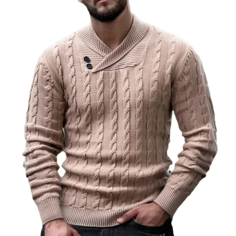 Herren Pullover mit gedrehtem Muster und Reverskragen
