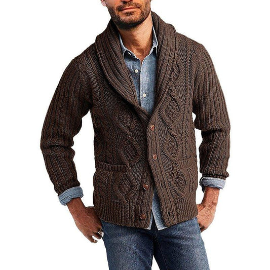 Herren Herbst- und Winter-Strickpullover mit langen Ärmeln in Unifarbe