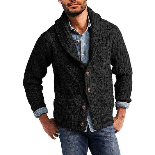 Herren Herbst- und Winter-Strickpullover mit langen Ärmeln in Unifarbe
