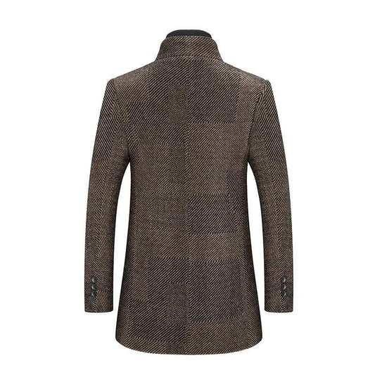 Herren Chenille Wollmantel mit Schal und Revers