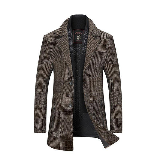 Herren Chenille Wollmantel mit Schal und Revers