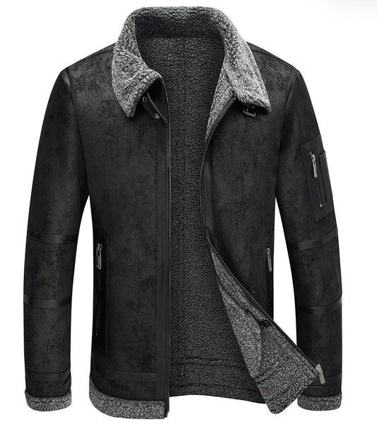 Herren Winterjacke aus dickem Wildleder mit Fleece-Futter
