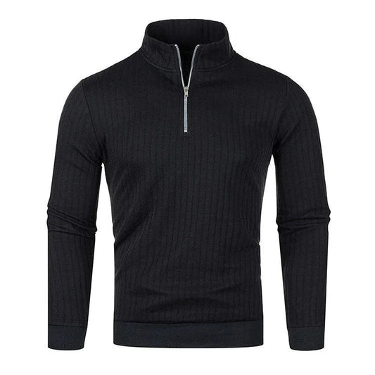 Herren-Strickpullover mit Reißverschluss und halbem Stehkragen