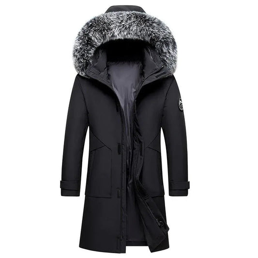 Herren Kapuzen-Daunenjacke, mittellang, warm, kälteresistent, Winter