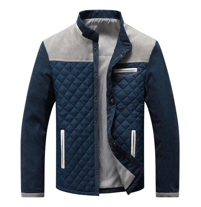 Herren Slim Fit Freizeitjacke mit fester Farbgebung und Patchwork