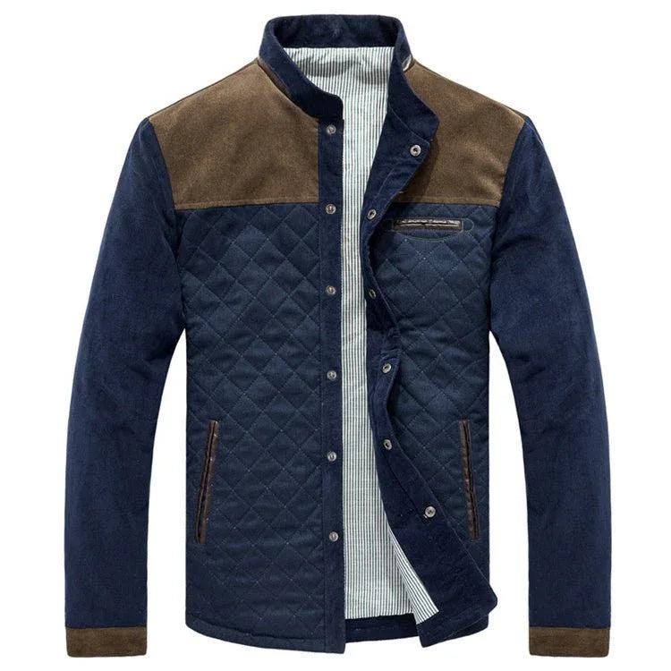 Herren Slim Fit Freizeitjacke mit fester Farbgebung und Patchwork