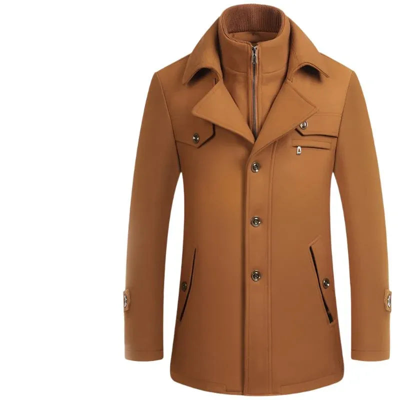 Herren Slim Fit Winter- & Herbst-Wollmantel