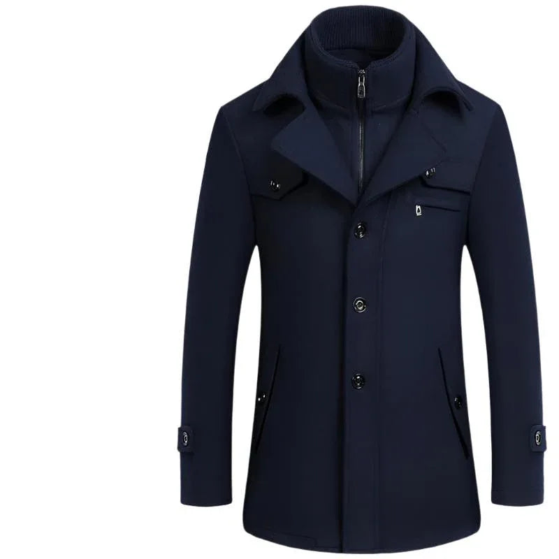 Herren Slim Fit Winter- & Herbst-Wollmantel
