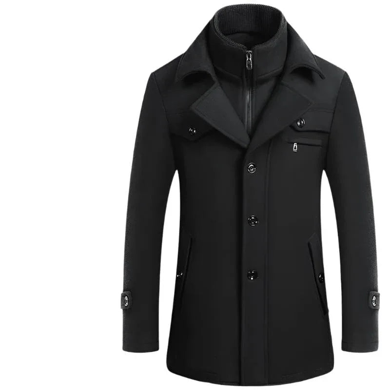 Herren Slim Fit Winter- & Herbst-Wollmantel