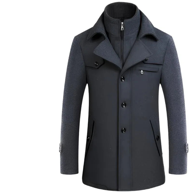 Herren Slim Fit Winter- & Herbst-Wollmantel