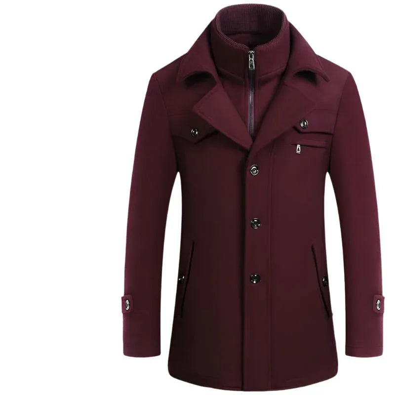 Herren Slim Fit Winter- & Herbst-Wollmantel