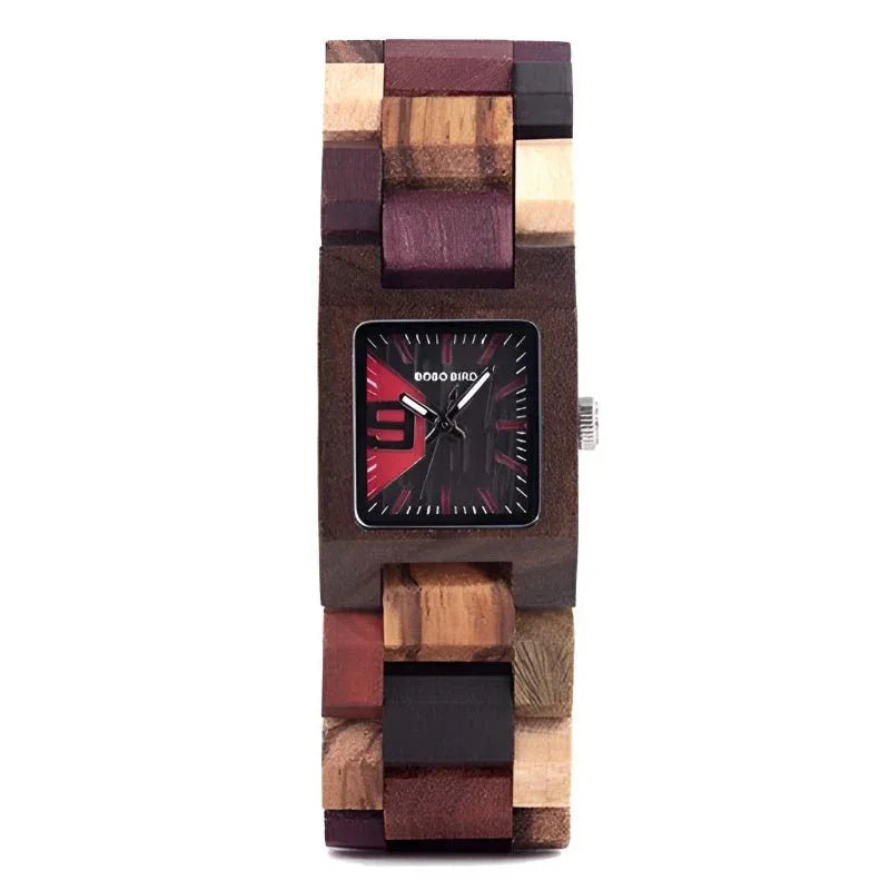 Herrenuhr mit quadratischem Zifferblatt aus Holz