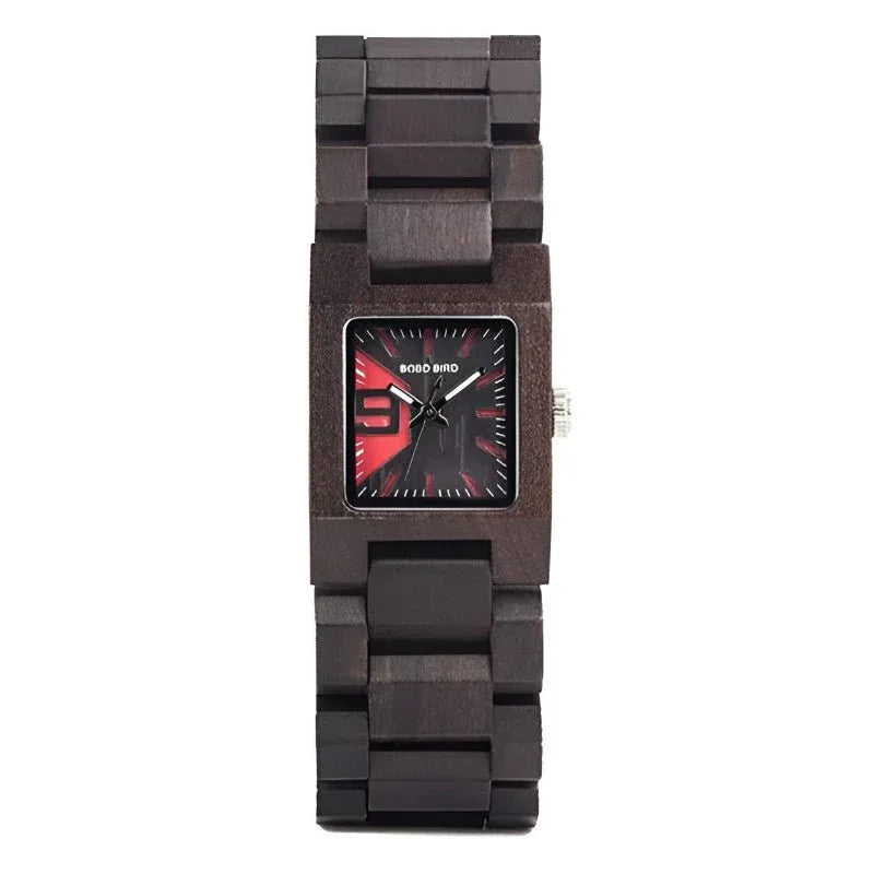 Herrenuhr mit quadratischem Zifferblatt aus Holz