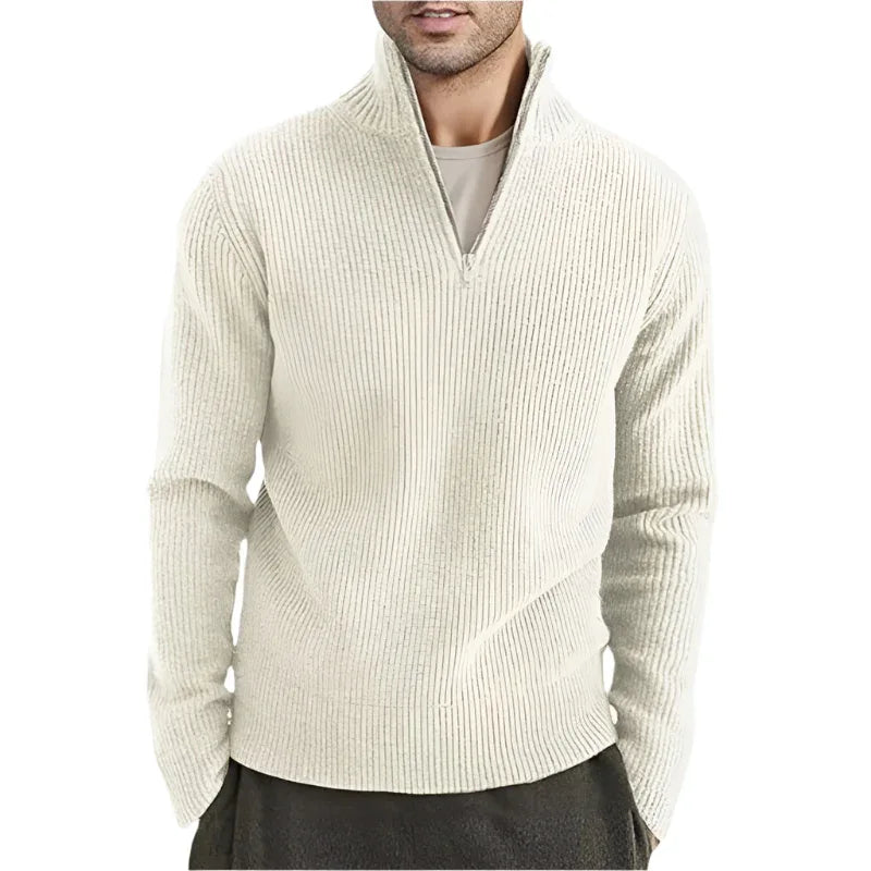Herren dicker warmer Pullover mit Reißverschlusskragen