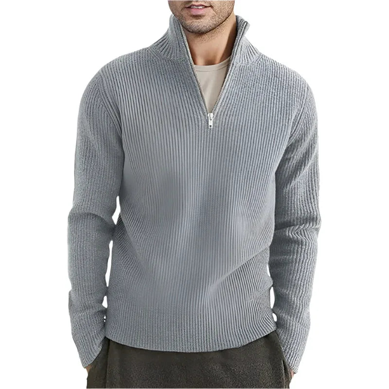 Herren dicker warmer Pullover mit Reißverschlusskragen