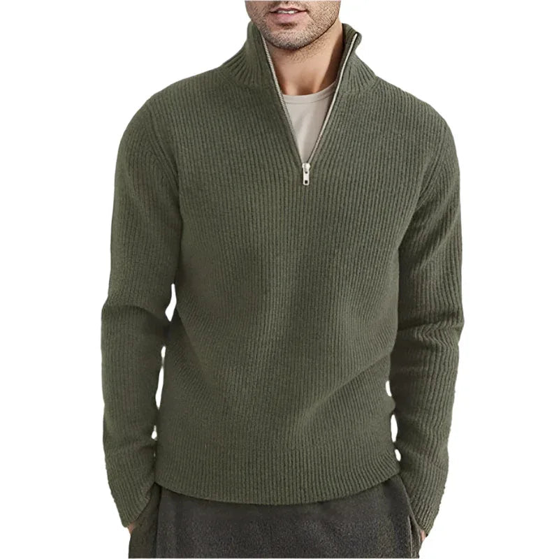 Herren dicker warmer Pullover mit Reißverschlusskragen