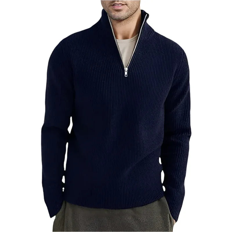 Herren dicker warmer Pullover mit Reißverschlusskragen