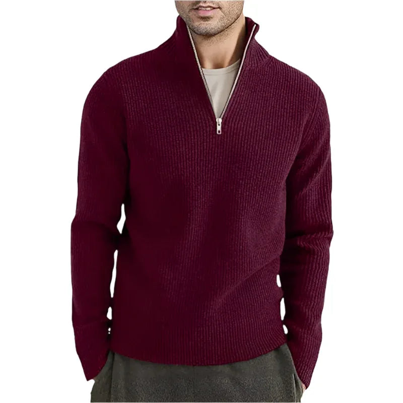 Herren dicker warmer Pullover mit Reißverschlusskragen