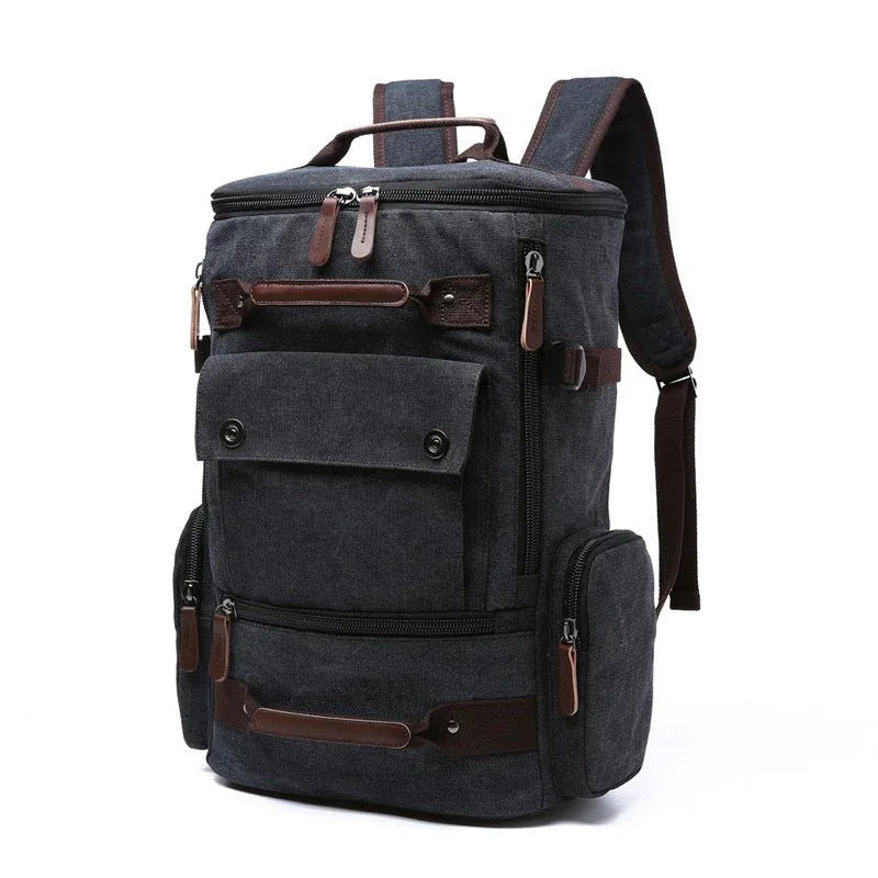 Vintage Laptop-Reiserucksack aus Segeltuch für Herren