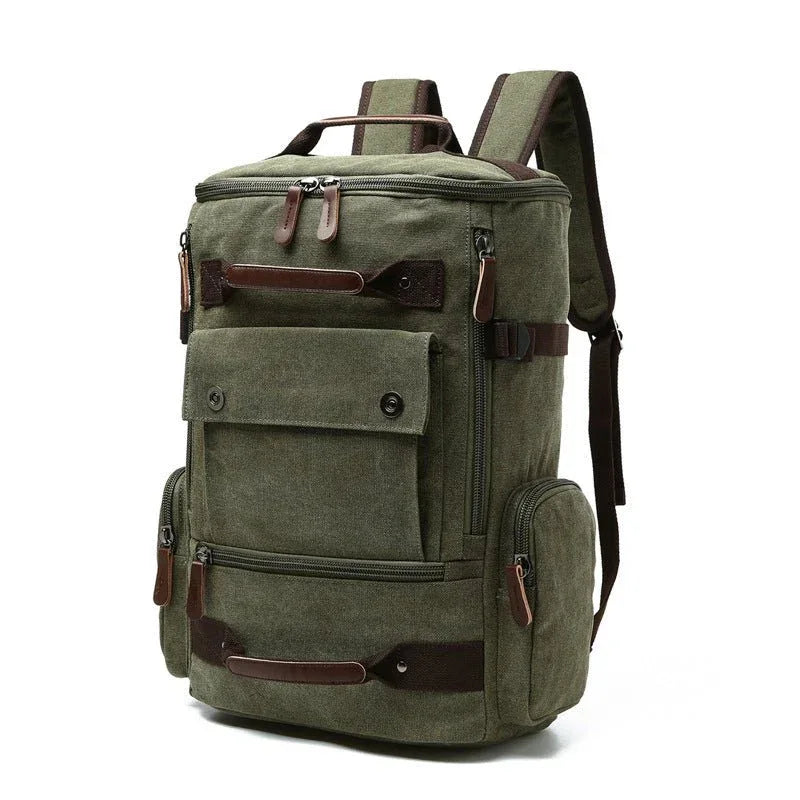 Vintage Laptop-Reiserucksack aus Segeltuch für Herren