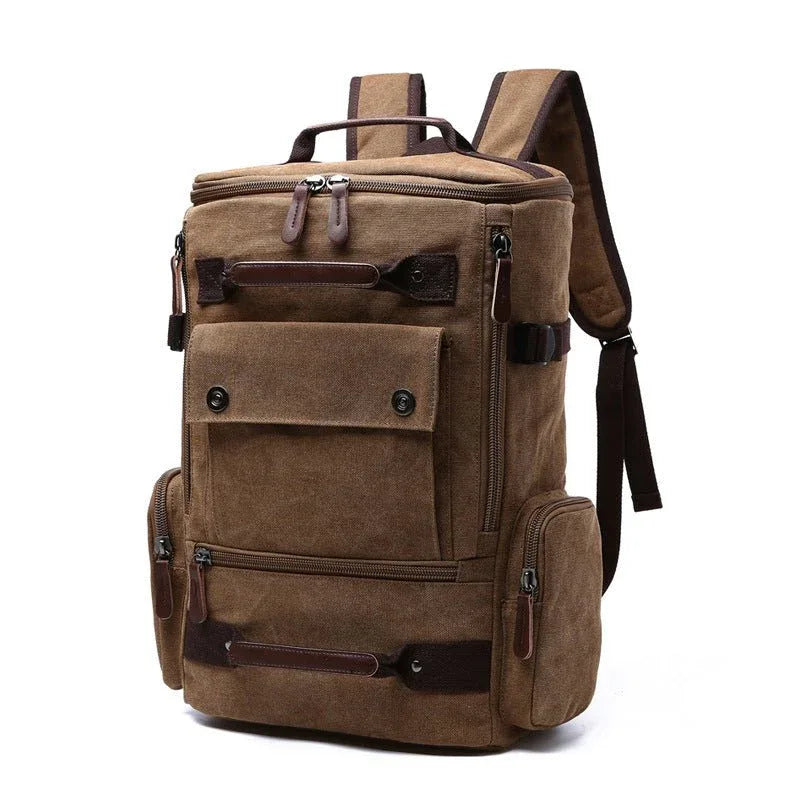 Vintage Laptop-Reiserucksack aus Segeltuch für Herren