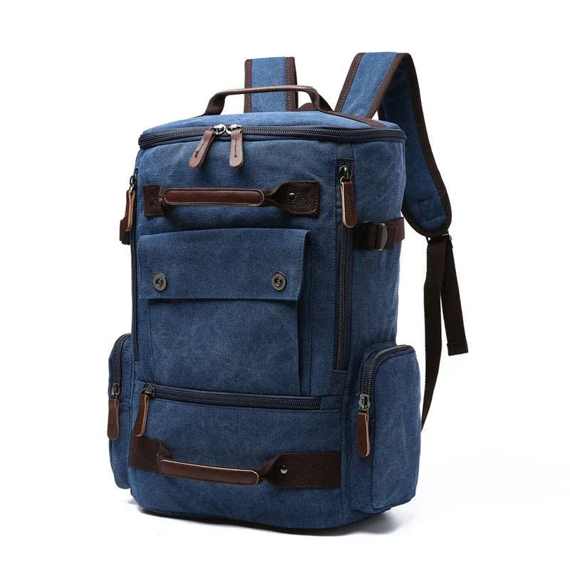 Vintage Laptop-Reiserucksack aus Segeltuch für Herren