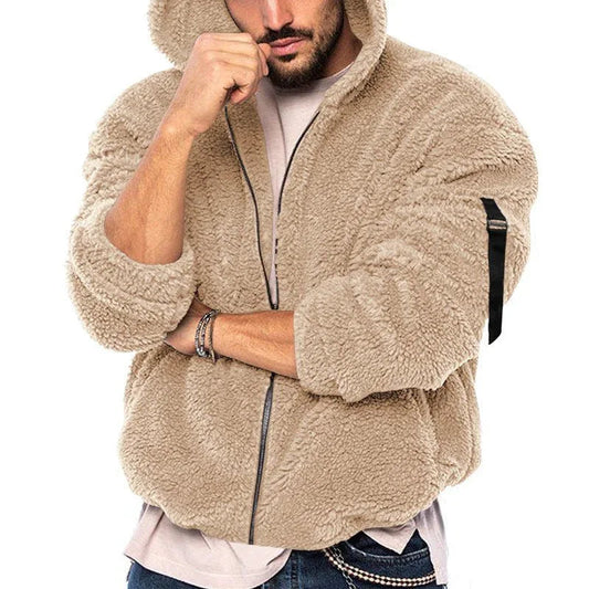 Herren Winter Doppelseitiger Warmer Kapuzenpullover mit Reißverschluss, Freizeit-Hoodie