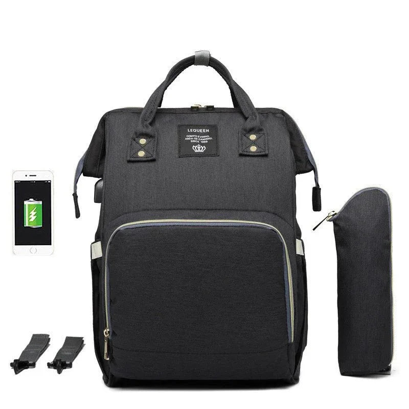 Oxford-Stoff-Wickeltasche mit USB-Ladeanschluss