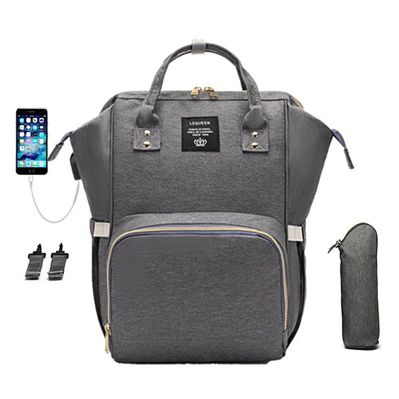 Oxford-Stoff-Wickeltasche mit USB-Ladeanschluss