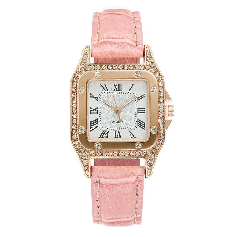 Quadratische Strass-Uhr für Damen