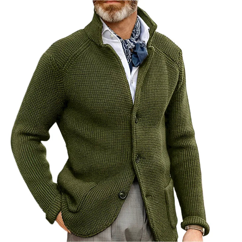 Stehkragen Cardigan Herren Strickpullover