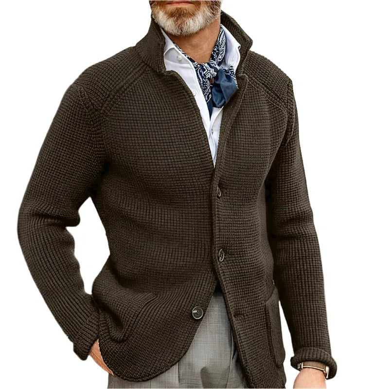 Stehkragen Cardigan Herren Strickpullover