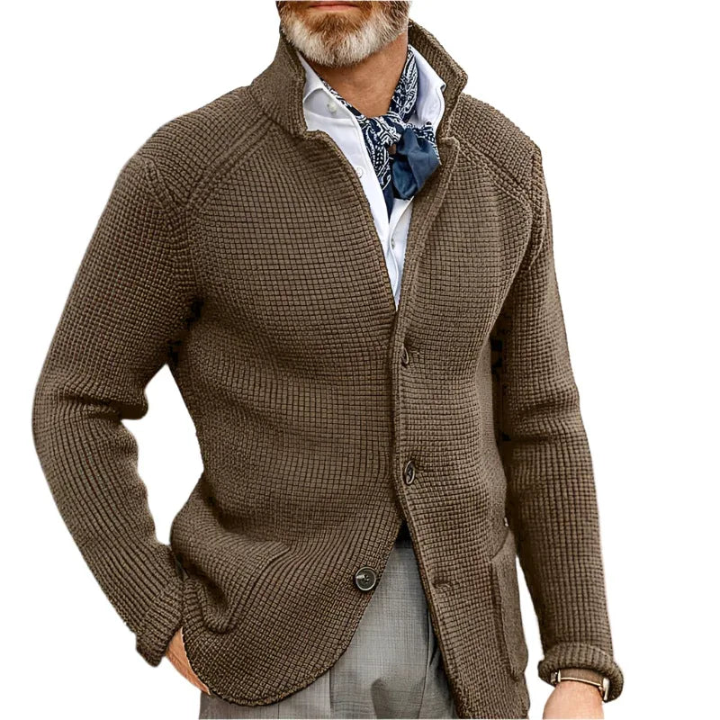 Stehkragen Cardigan Herren Strickpullover