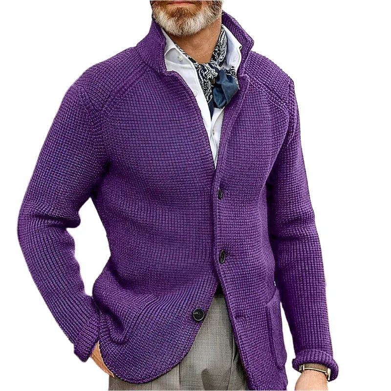Stehkragen Cardigan Herren Strickpullover