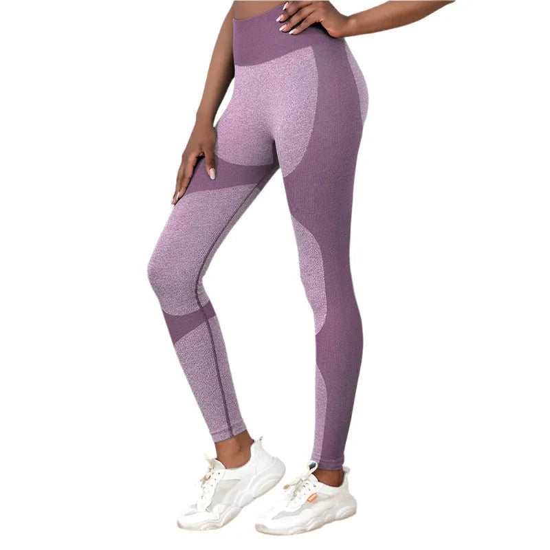 Gestreifte Yoga-Hose Hoher Bund Nahtlose Leggings Po-Lifting Schnelltrocknend Lauf-Sport-Fitness-Tights Damen-Fitnesskleidung