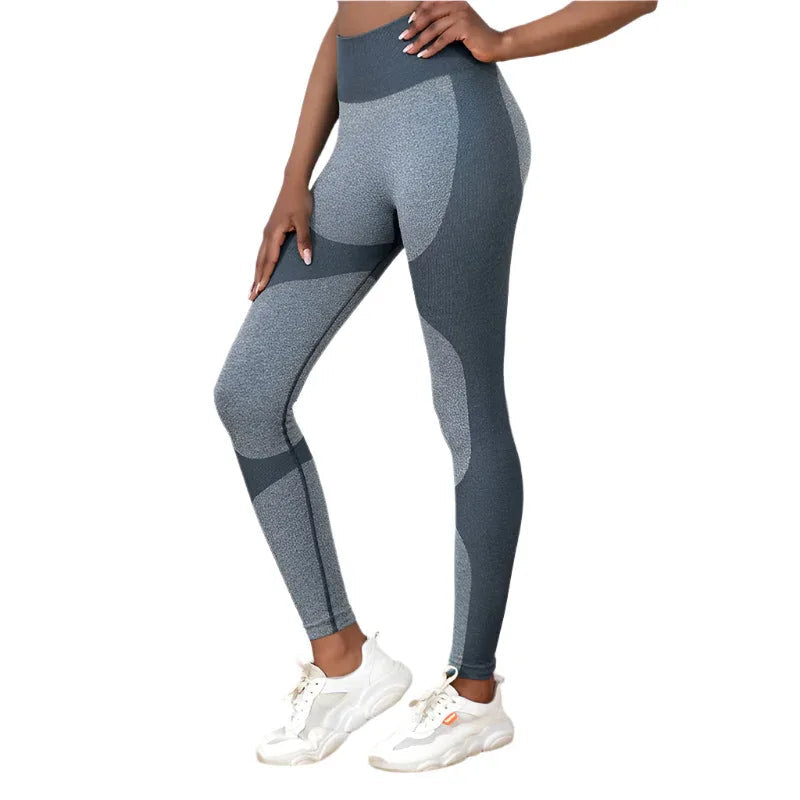 Gestreifte Yoga-Hose Hoher Bund Nahtlose Leggings Po-Lifting Schnelltrocknend Lauf-Sport-Fitness-Tights Damen-Fitnesskleidung