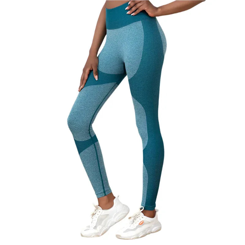 Gestreifte Yoga-Hose Hoher Bund Nahtlose Leggings Po-Lifting Schnelltrocknend Lauf-Sport-Fitness-Tights Damen-Fitnesskleidung