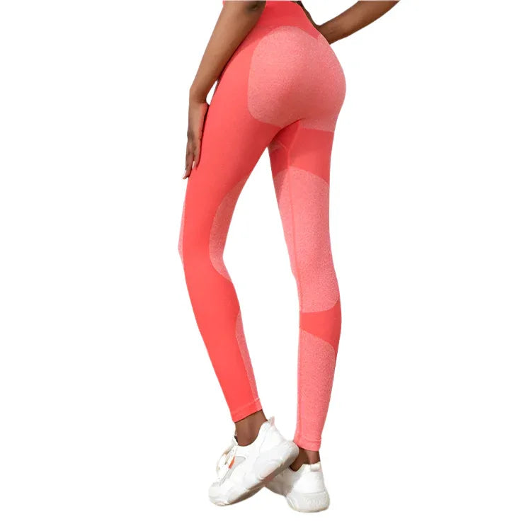 Gestreifte Yoga-Hose Hoher Bund Nahtlose Leggings Po-Lifting Schnelltrocknend Lauf-Sport-Fitness-Tights Damen-Fitnesskleidung